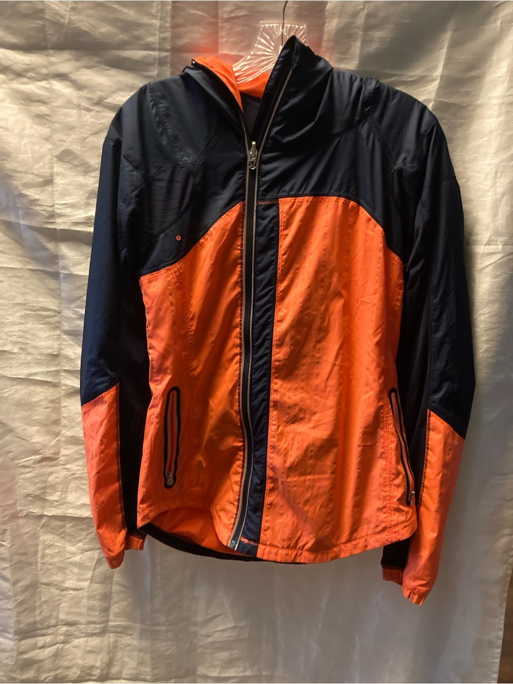lululemon athletica Navy and Orange Hooded Windbreaker Jacket